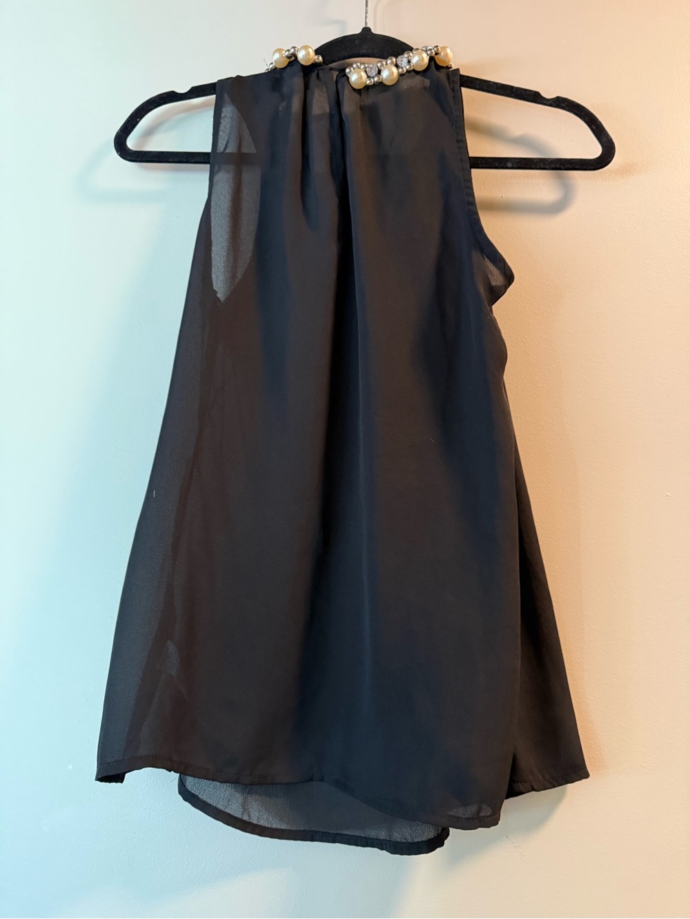 AKIRA Chicago Red Label Black Dress with Pearl & Crystal Collar Size S - Picture 3 of 4